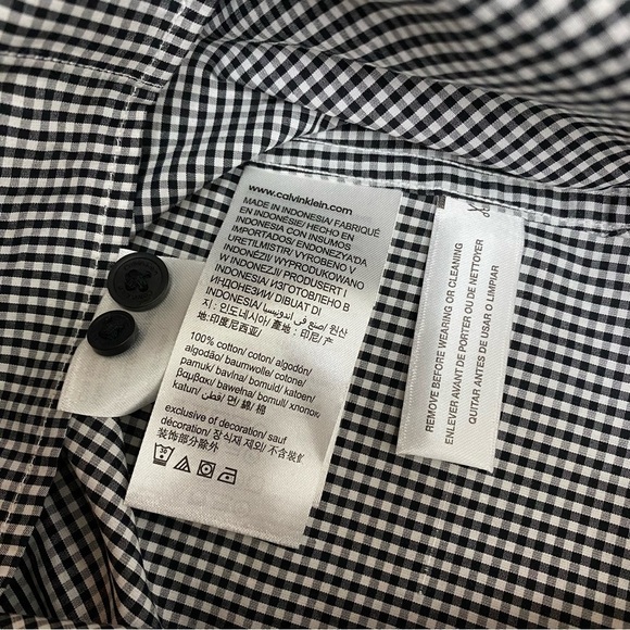 Calvin Klein Black And White Gingham Button Down Shirt Size XS - Picture 7 of 8